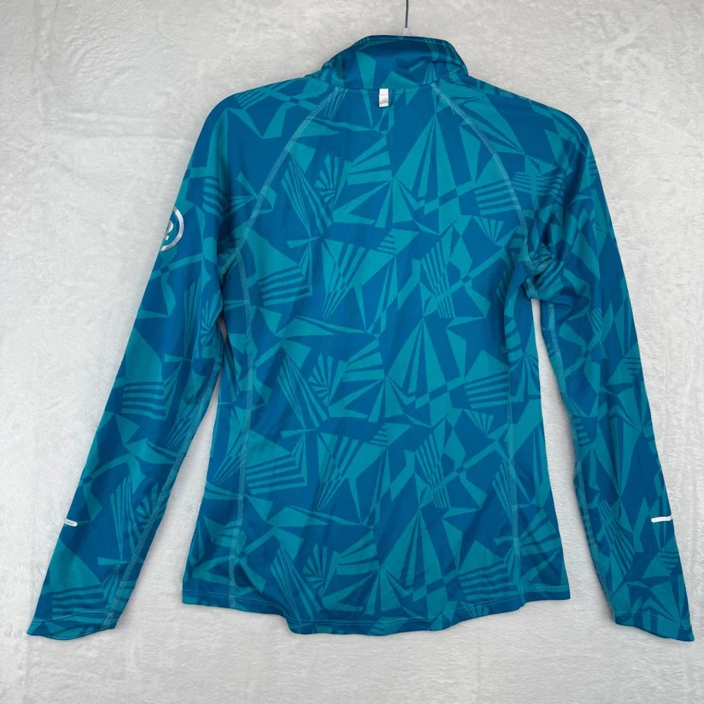 Nike Womens Dri-FIT‎ Running Half-Zip Pullover Teal Geometric Shard Size M